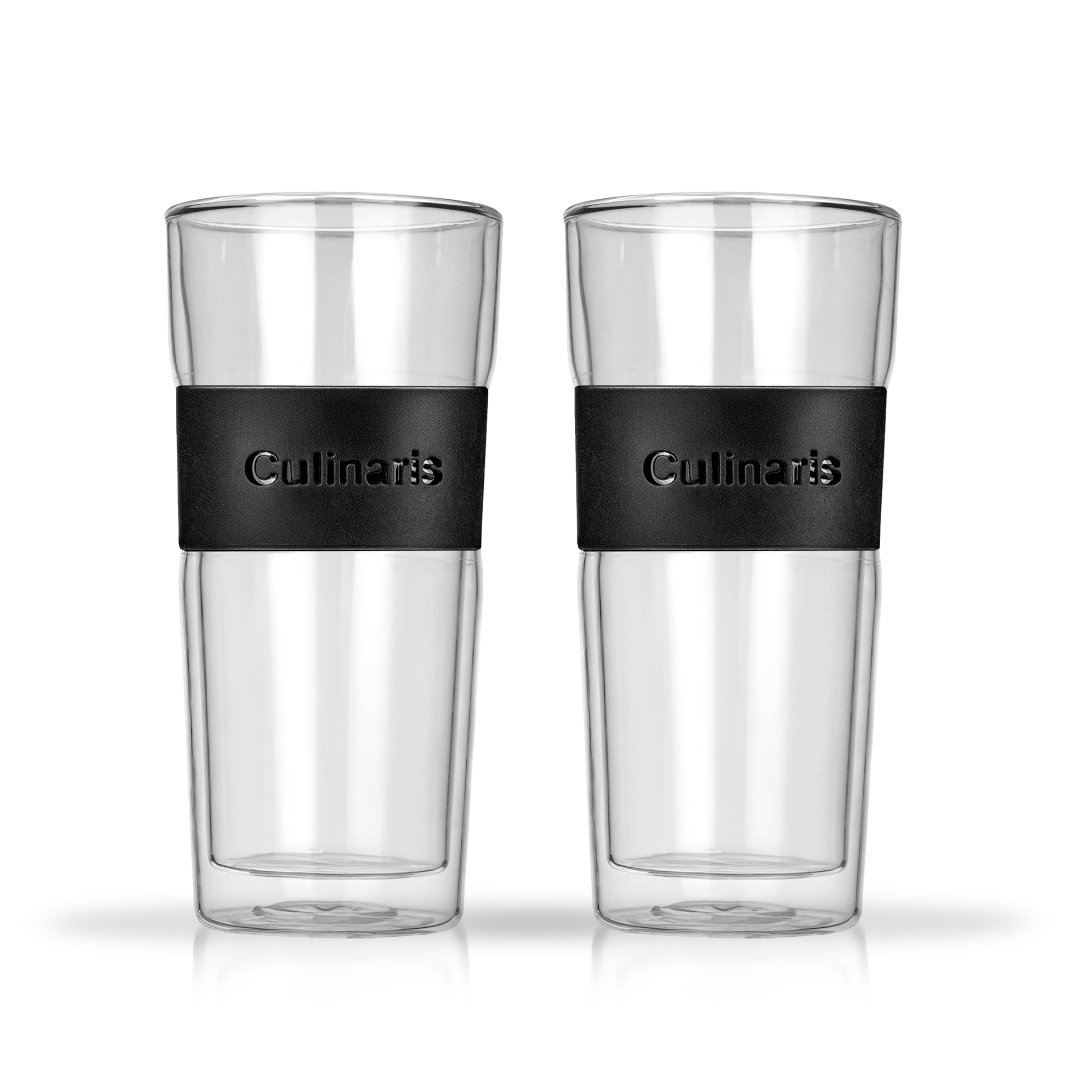 Double walled 2pcs glass set - Portare - 420 ml - Mug - black | Culinaris