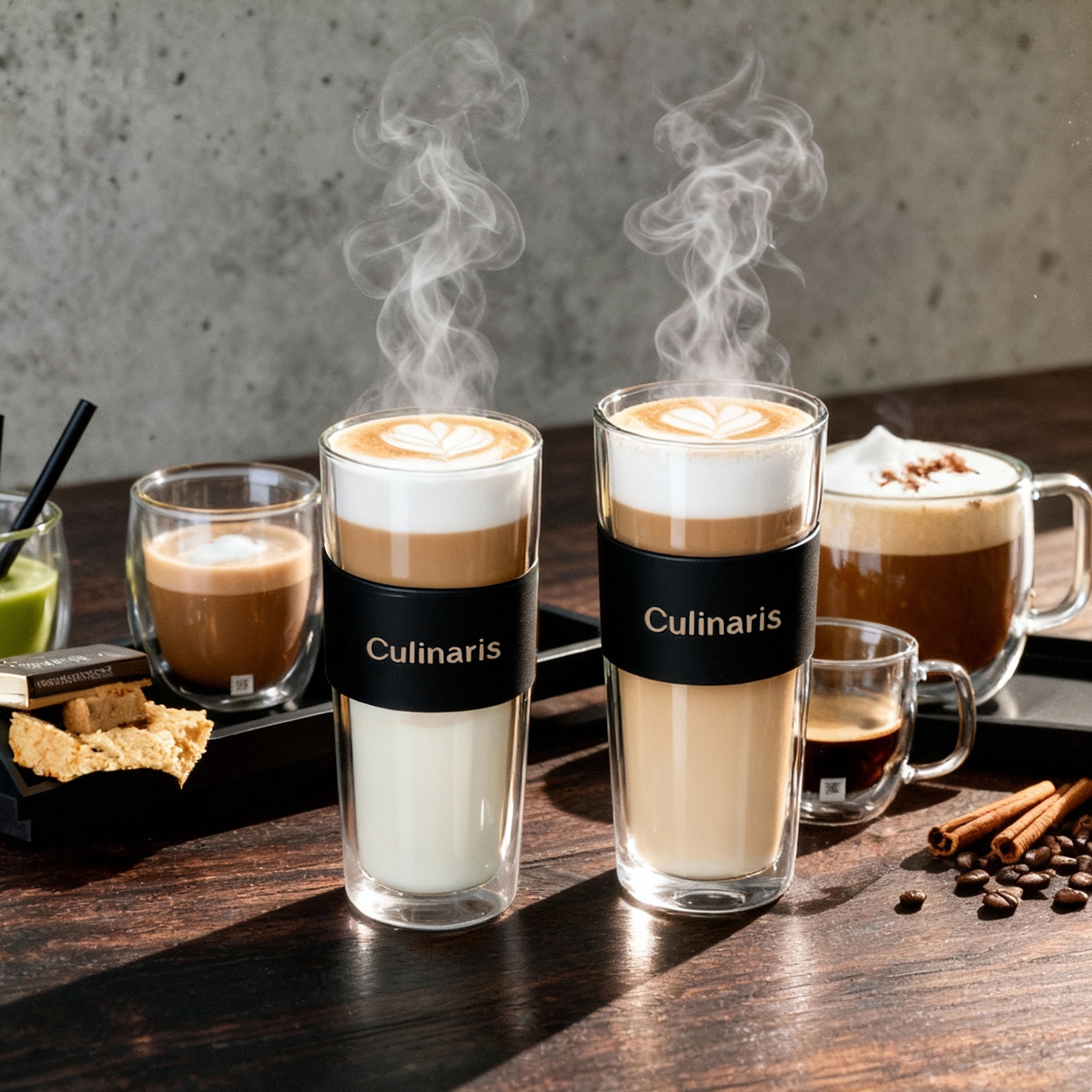 Double walled 2pcs glass set - Portare - 420 ml - Mug - black | Culinaris