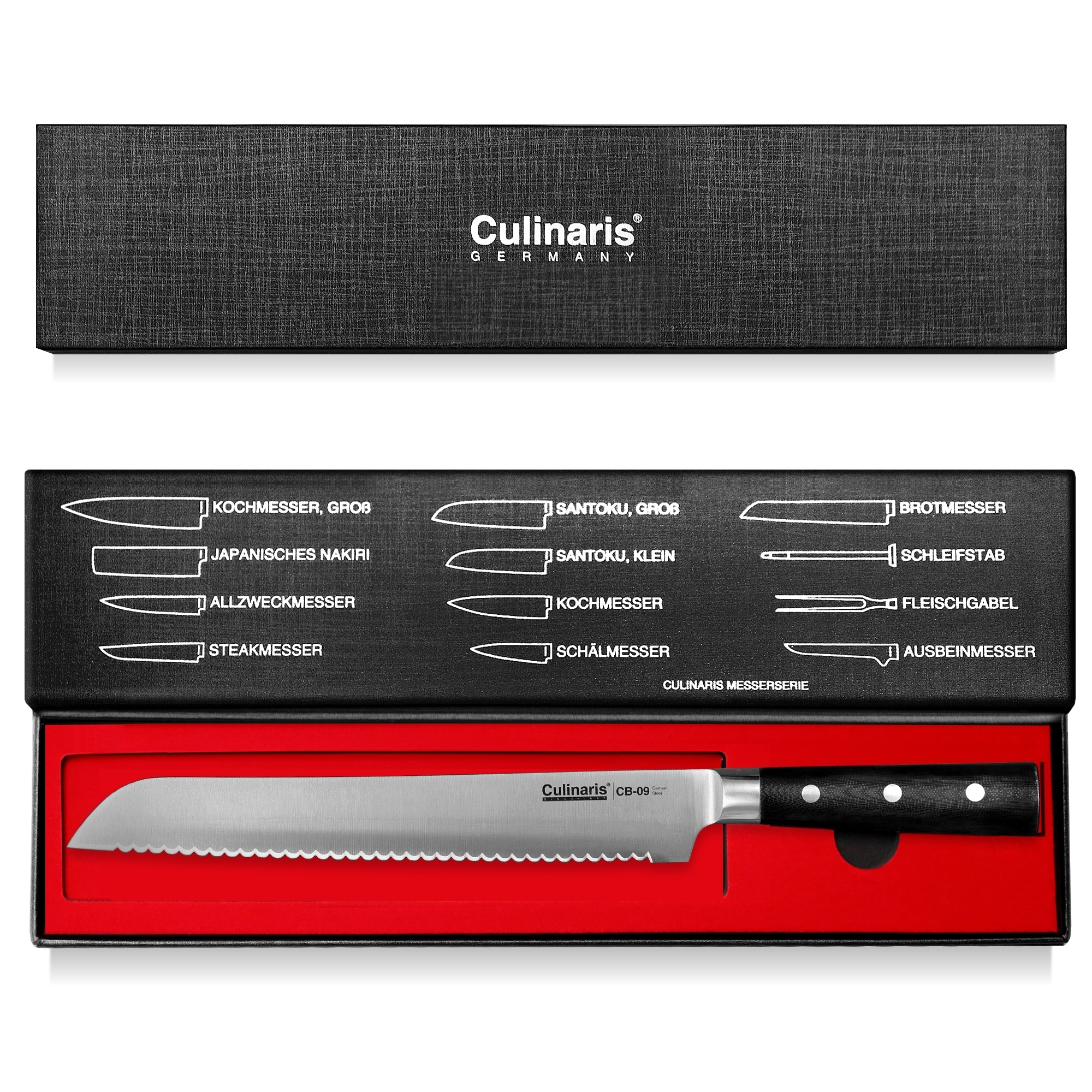Bread knife - Black series - 25 cm - CB-09 | Culinaris