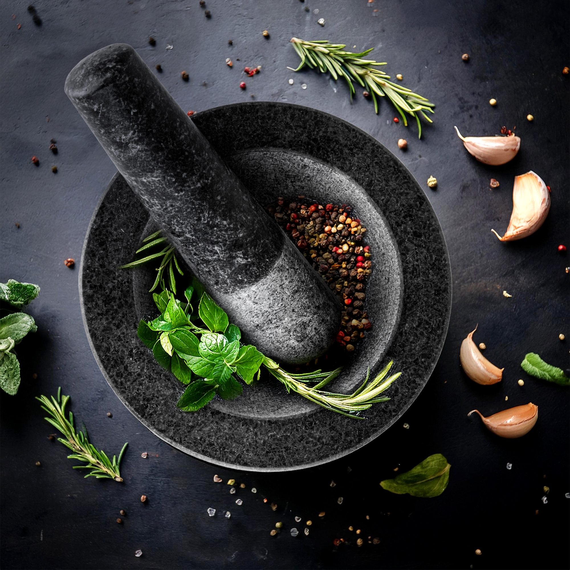 Mortar & pestle - Granito - large | Culinaris