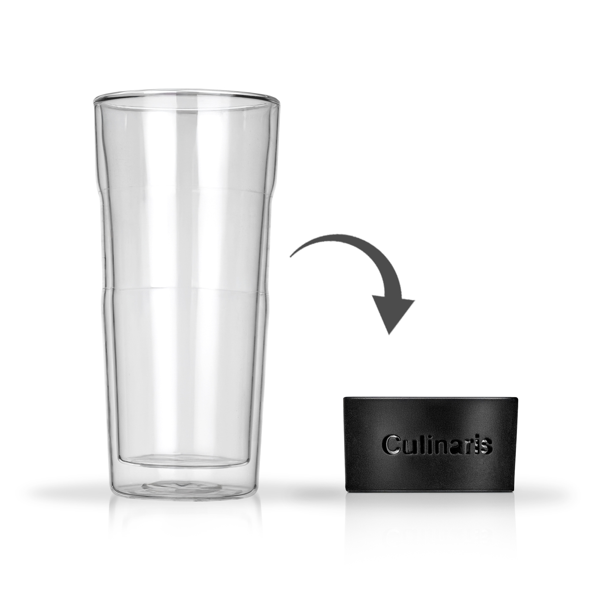 Double walled 2pcs glass set - Portare - 420 ml - Mug - black | Culinaris