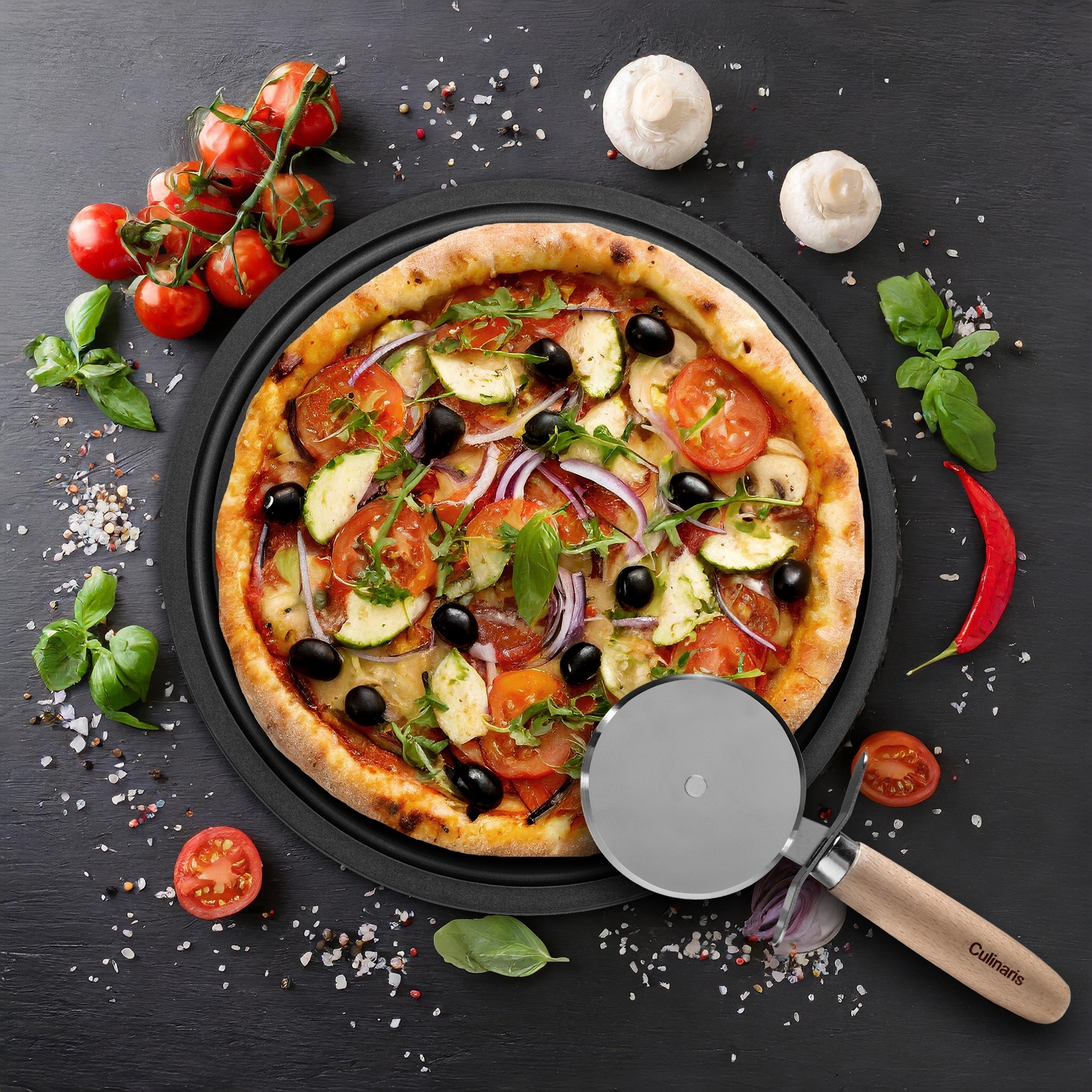 Cutting board NERO - round - Ø 30 x 0,9 cm | Culinaris