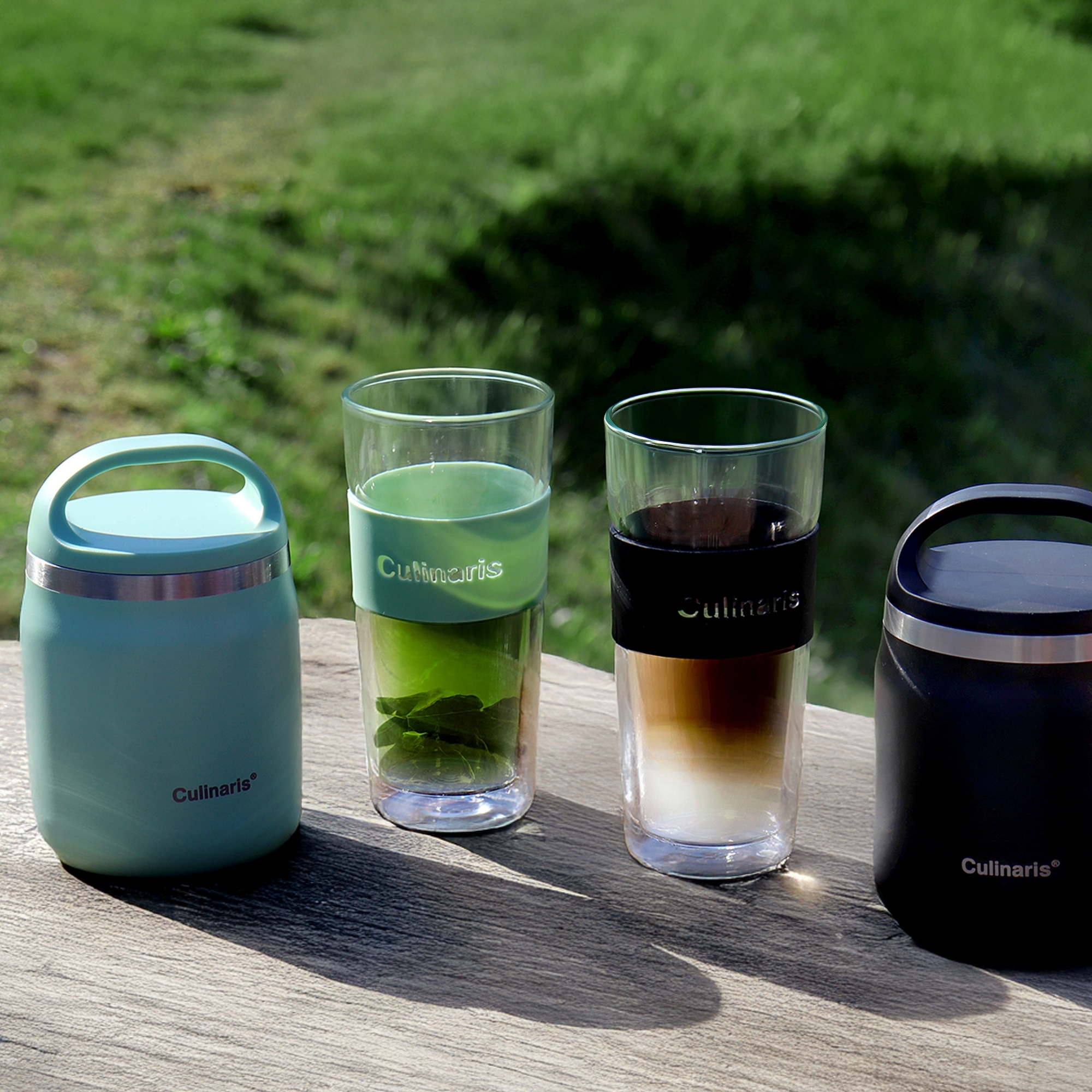 Double walled 2pcs glass set - Portare - 420 ml - Mug - black | Culinaris