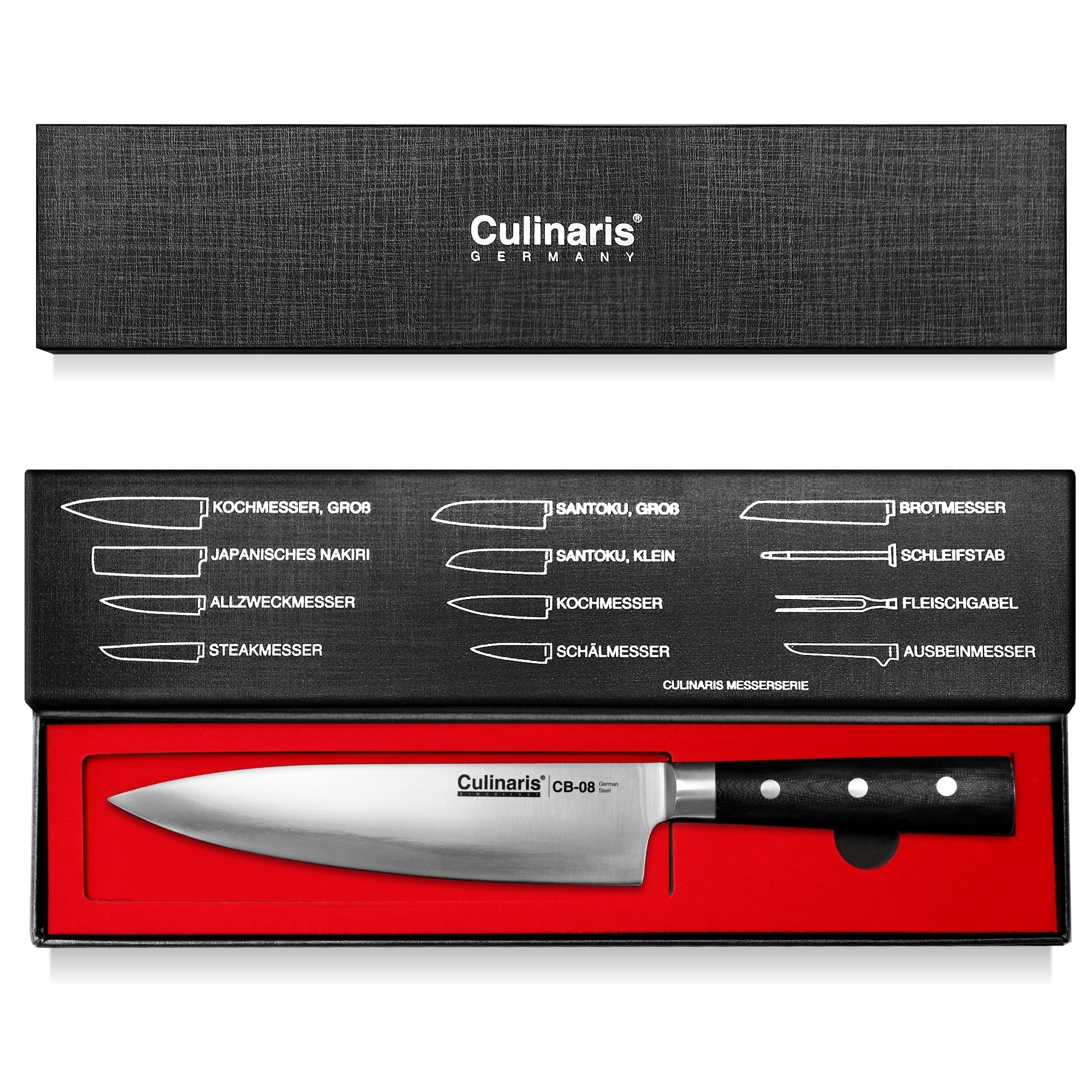 Kochmesser groß - Black Serie - 20 cm - CB-08 | Culinaris