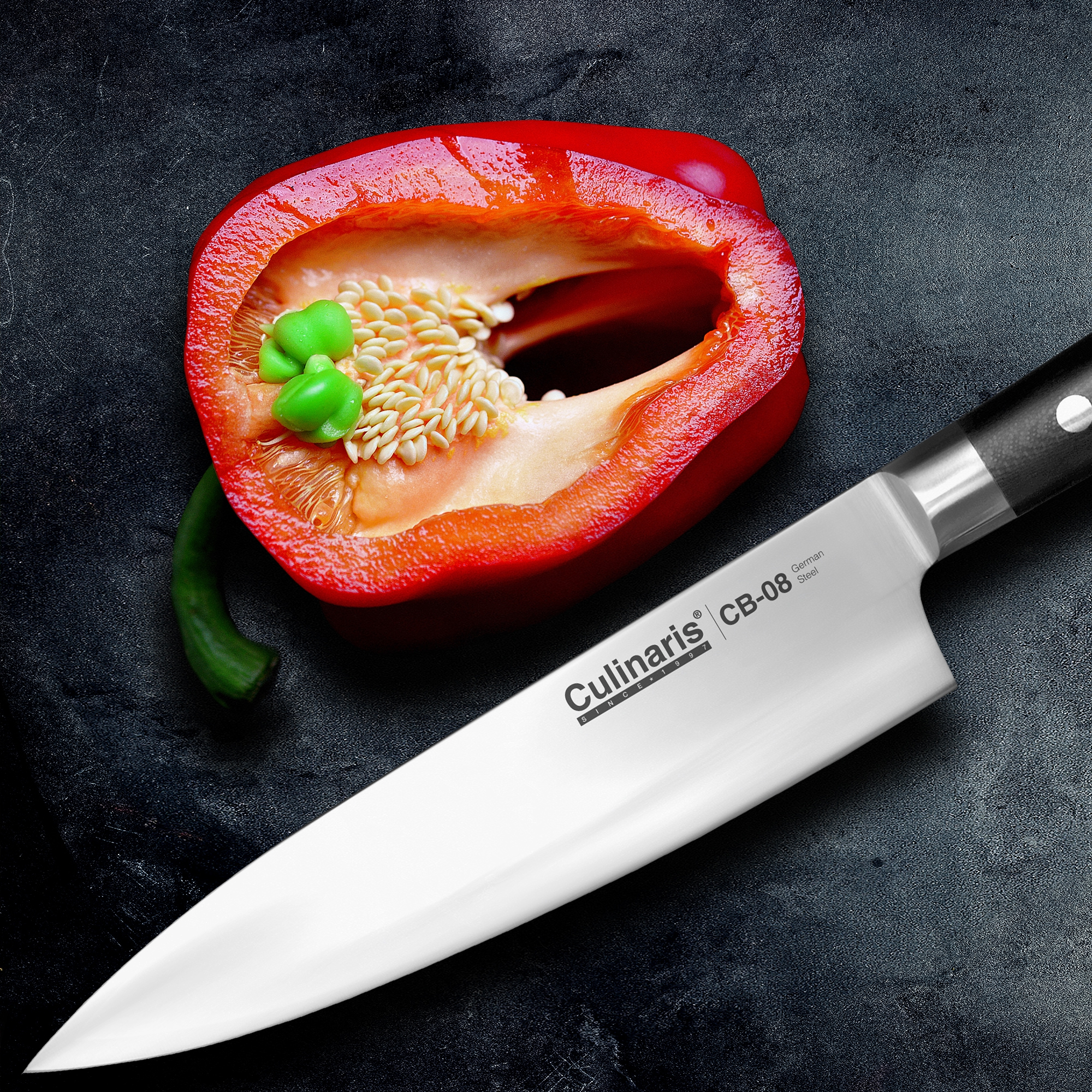 Chef's knife large - Black series - 20 cm - CB-08 | Culinaris