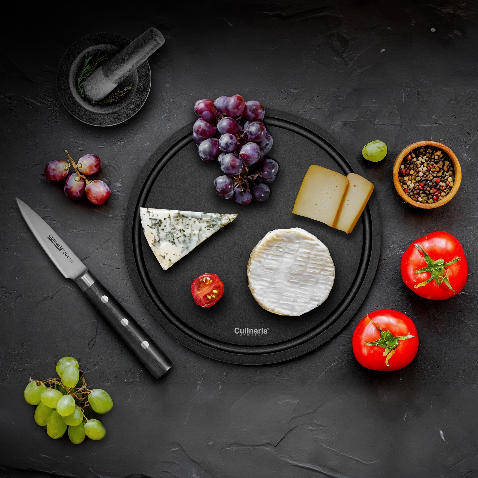 Cutting board NERO - round - Ø 30 x 0,9 cm | Culinaris