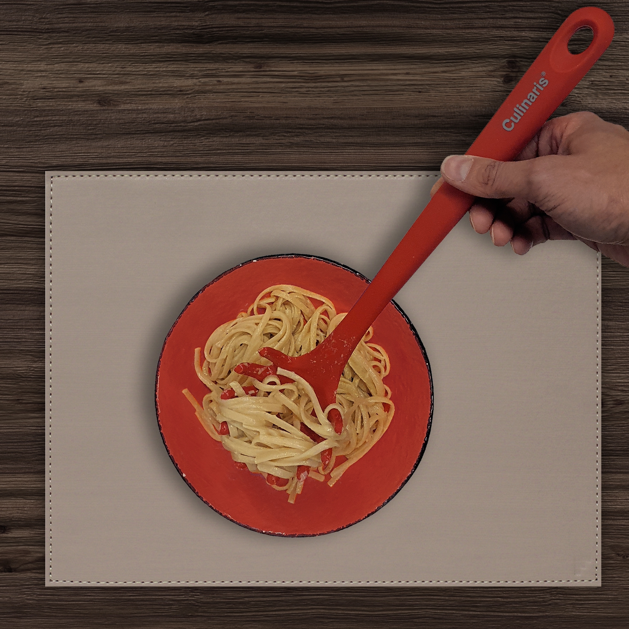 Pasta spoon - silicone - red | Culinaris